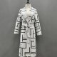 Women's black and white striped cashmere winter coat
