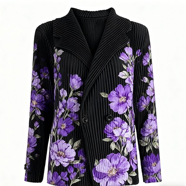 Purple floral corduroy suit jacket