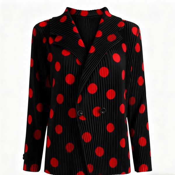 Red Heart-Shaped Slim-Fit Corduroy Suit Jacket