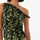 Retro green leaf element one-shoulder camisole
