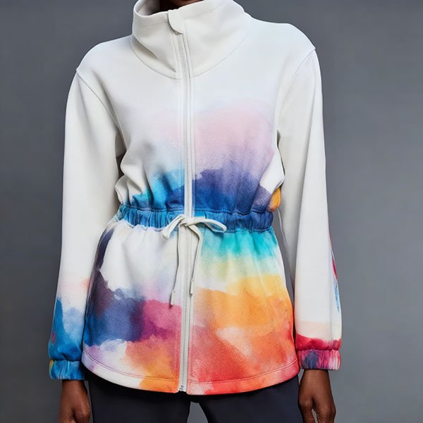 Women's stand-up collar colorful printed pattern warm coat