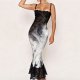 Women's black and white lace bodycon dress