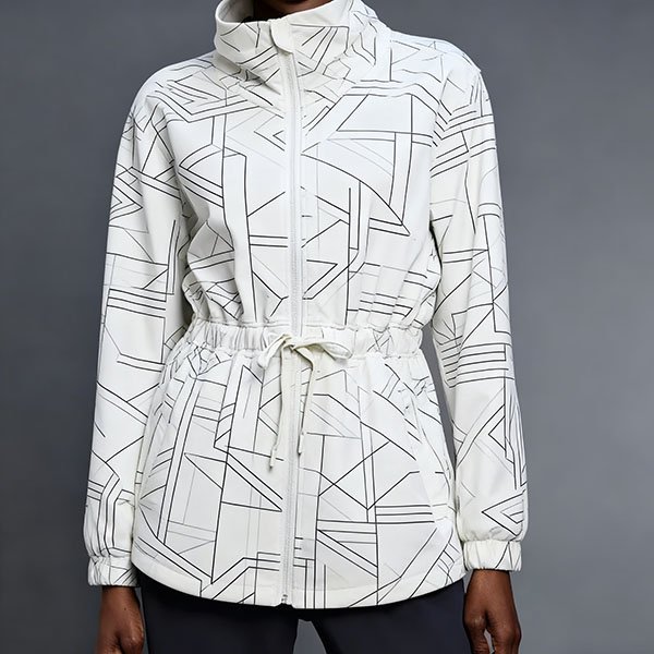 Women's stand-up collar geometric pattern warm coat