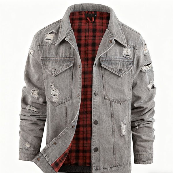 Men's gray denim spring/summer jacket