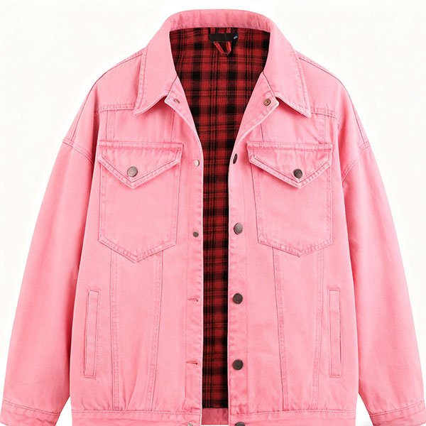 Men's warm pink denim jacket