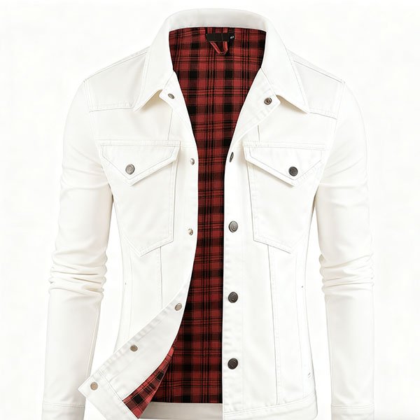 Men's faux two-piece autumn white jacket